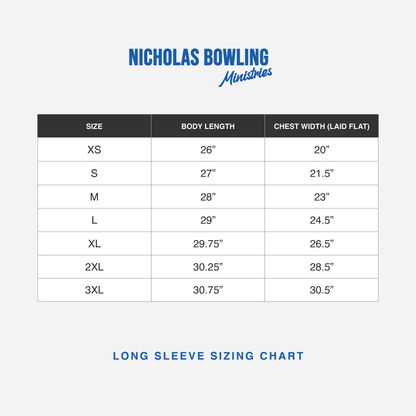 Long Sleeve Shirt Size Chart